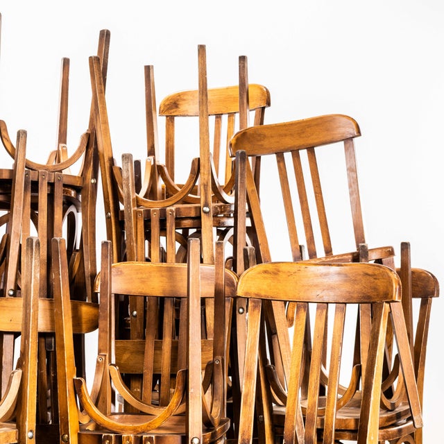 Wood Upright Café Bentwood Dining Chairs from Delaroux, 1950s, Set of 4 For Sale - Image 7 of 11