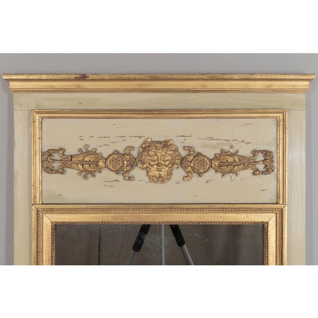 Louis XVI Style Trumeau Mirror, Painted Pine Frame, Gilded Trim, 1900s For Sale In Orlando - Image 6 of 12
