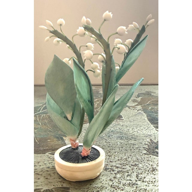 Polychrome Carved Potted Lily of the Valley For Sale - Image 10 of 12