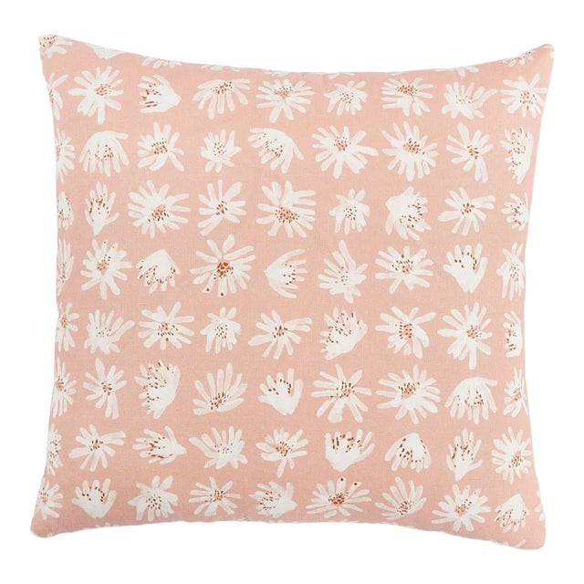 Schumacher X Caroline Z Hurley Meadow Rock 18" Pillow in Blush For Sale