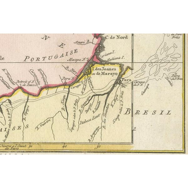 Paper Map of the Amazon Rivers Course and Surrounding Regions For Sale - Image 7 of 9