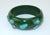 Lucite Bakelite Style Bangle Dark Green Bracelet With Inlaid Turquoise For Sale - Image 4 of 9