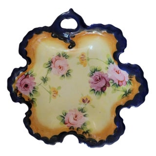 1870 Nippon Footed Six-Sided Star Candy Dish With Cobalt on Handle & Edge For Sale