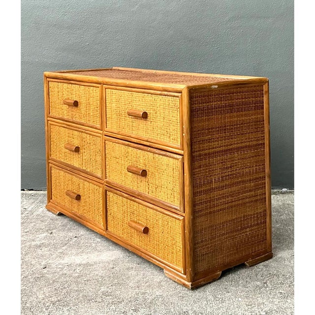 Vintage Six-Drawer Rattan Dresser For Sale In West Palm - Image 6 of 12