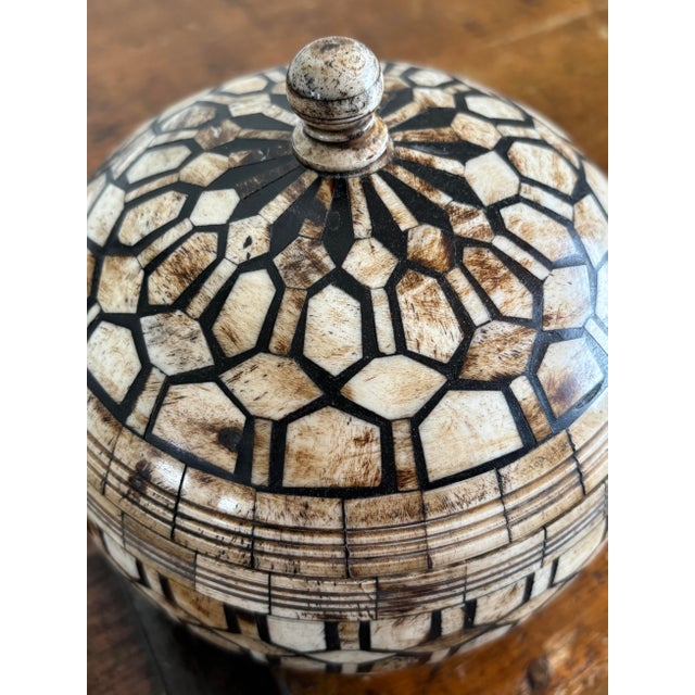 Maitland - Smith Maitland-Smith Tessellated Bone Spherical Lidded Trinket Box For Sale - Image 4 of 8