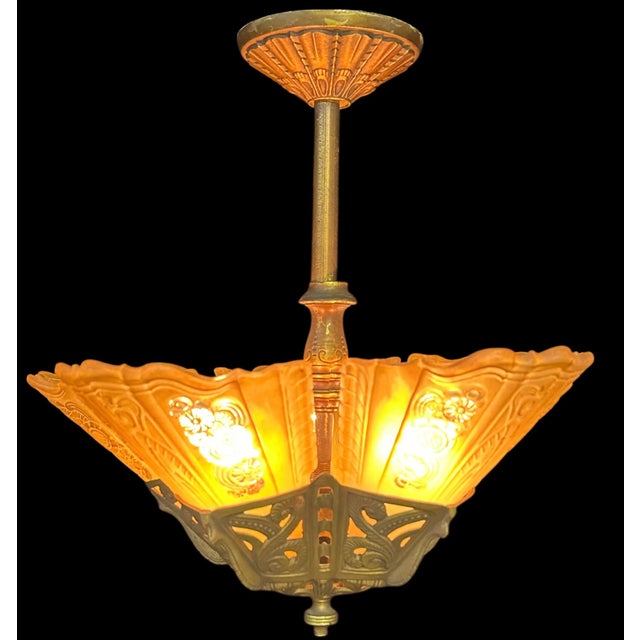 Art Deco 1930s Art Deco Slipshade Chandelier For Sale - Image 3 of 6