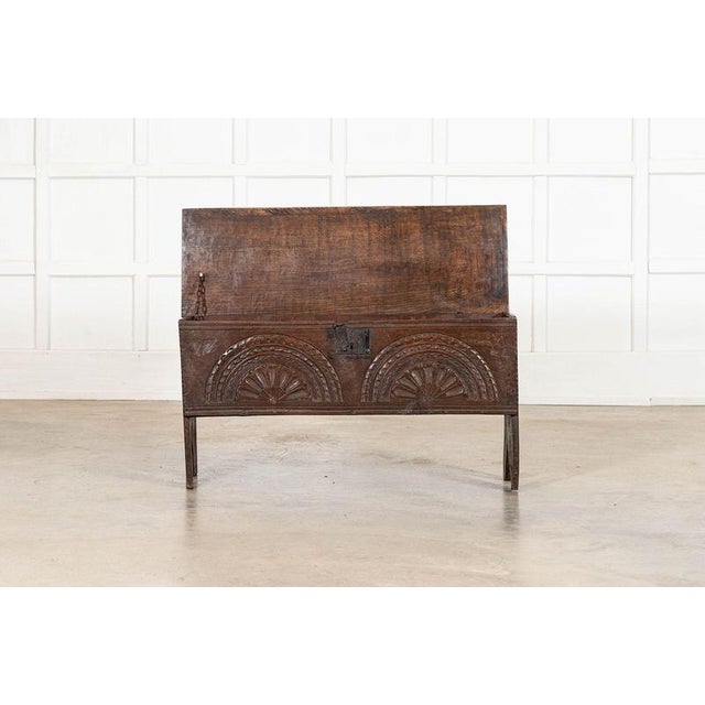 17th Century English Oak Coffer, 1690 For Sale - Image 4 of 15