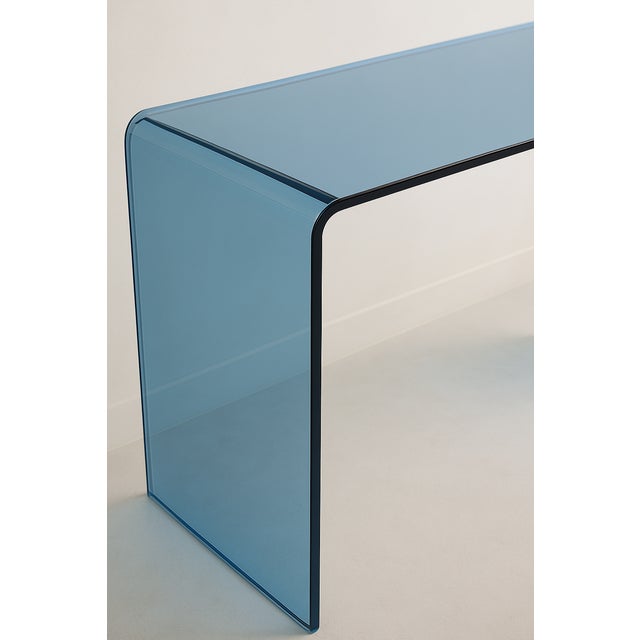 Modern Blue Acrylic U Console Table For Sale - Image 6 of 6