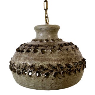 Brutalist Danish Ceramic Pendant Lamp For Sale