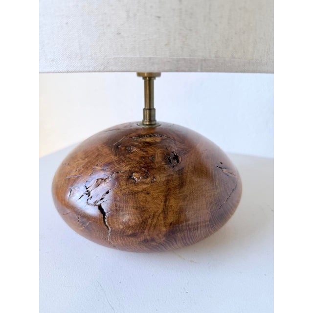 Brutalist Olive Wood Table Lamp, 1970s For Sale - Image 15 of 18