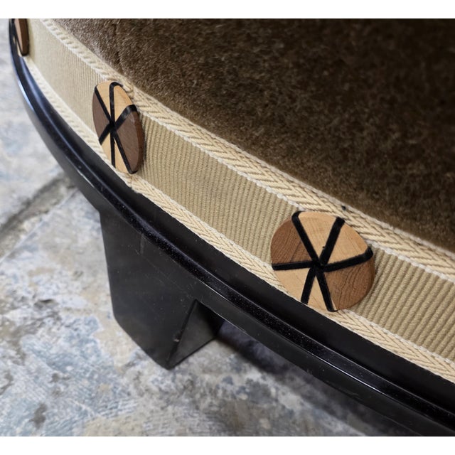 A. Rudin A. Rudin 36" Round Mohair Ottoman For Sale - Image 4 of 13