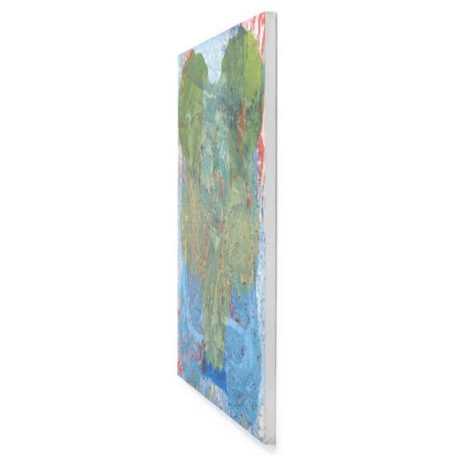 A501a - Large Blue Green Abstract Expressionism Layered Original Artwork by Marco Schmidli For Sale In Los Angeles - Image 6 of 9