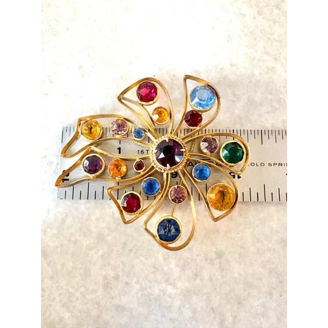 Vintage Gold Fill Rhinestone Brooch For Sale - Image 4 of 6