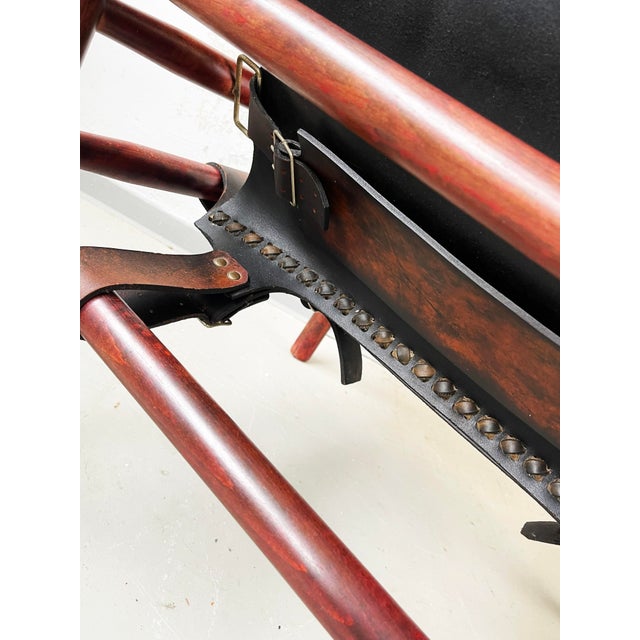Mid-Century Modern Leather Safari Chair in Brown Buffalo by Arne Norell, 1950s For Sale - Image 6 of 14