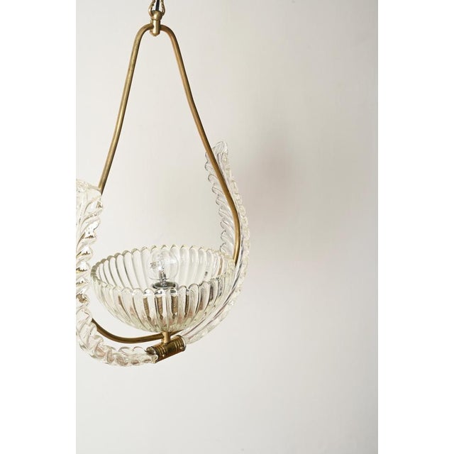 Murano Glass and Brass Flower Pendant Light from Barovier, Italy, 1940s For Sale - Image 12 of 13