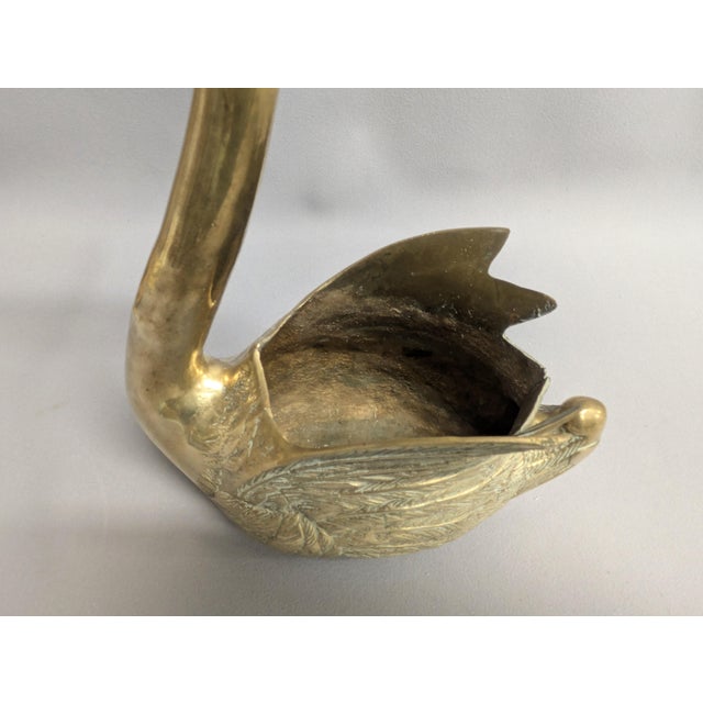 Large Vintage Brass Swan Planter For Sale - Image 9 of 12