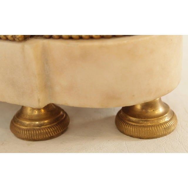 Gold Louis XVI Style Figural Gilt-Bronze and Marble Mantel Clock For Sale - Image 8 of 13