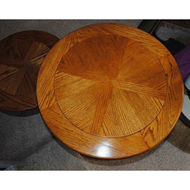 1970's MidCentury Modern Oak Swivel End Table Chairish