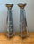 This striking pair of postmodern mirrored candlestick holders is a brilliant fusion of geometric precision and Hollywood...