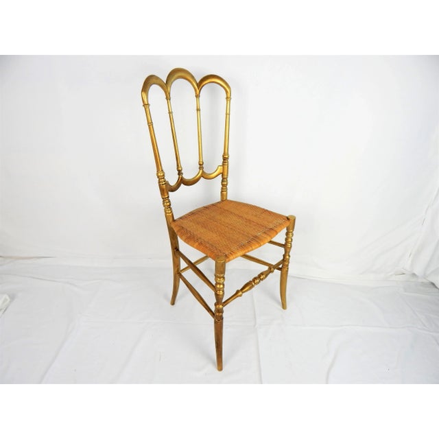 Hollywood Regency Gilded Wood Chiavari Chair With Woven Seat For Sale - Image 3 of 12