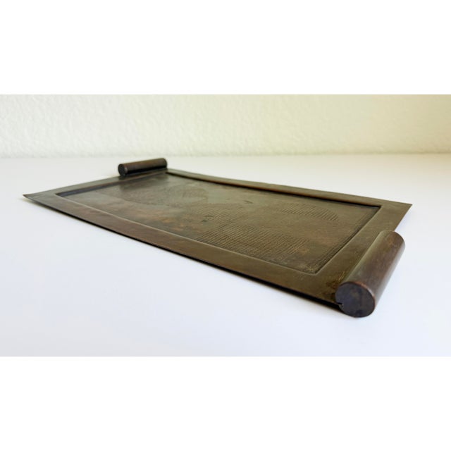 Abstract Brutalist Bronze Tray With Geometric Relief, 1960s For Sale - Image 3 of 14