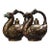 Pair of Antique Gold-Inlaid Bronze Phoenix Vessels – 8.3" Archaic Style Ewers For Sale