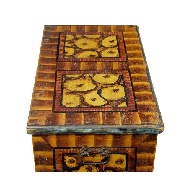 Antique Alpine Region Hand Painted Marriage Chest, 1890 For Sale - Image 9 of 11