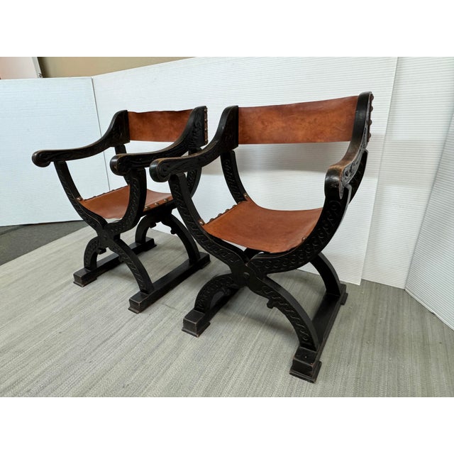 Renaissance Renaissance-Style Savonarola Chairs, Pair For Sale - Image 3 of 12
