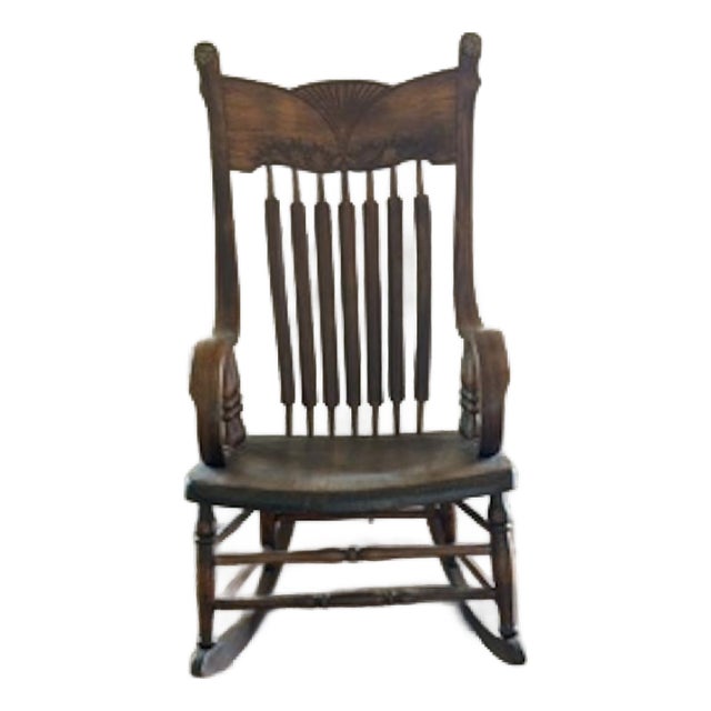 Antique Rocking Chair With Embellishments and Masterful Elegant Arms and Back! For Sale