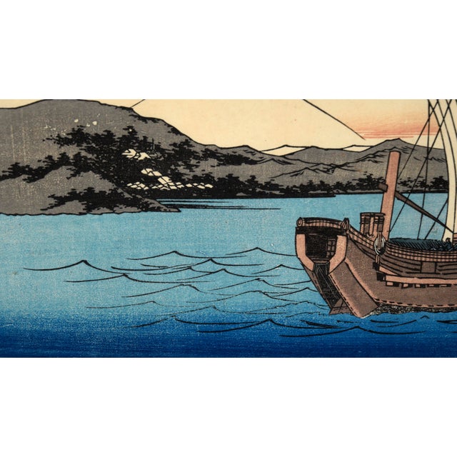 Printmaking Materials Kiyomi Barrier & Seiken Temple Near Okitsu- Japanese Woodcut Print on Rice Paper by Utagawa Hiroshige For Sale - Image 7 of 8