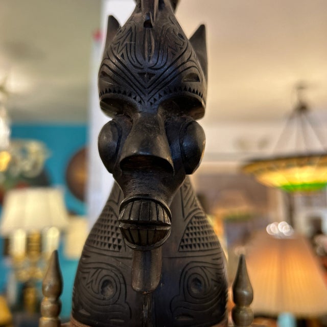 Mid 20th Century African Hand Carved Wood Scroll Objet For Sale - Image 5 of 12