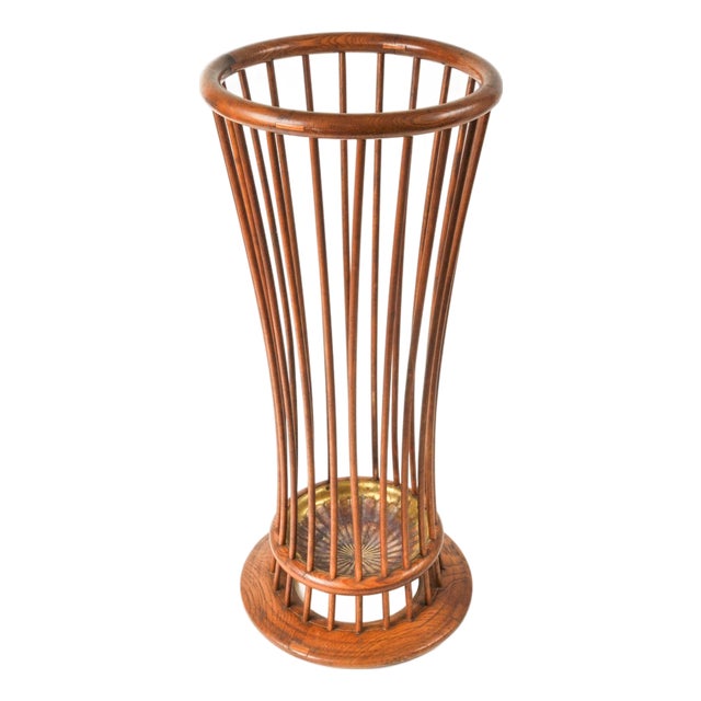 Antique Oak Bentwood and Spindle Umbrella Stand Cane Stand For Sale