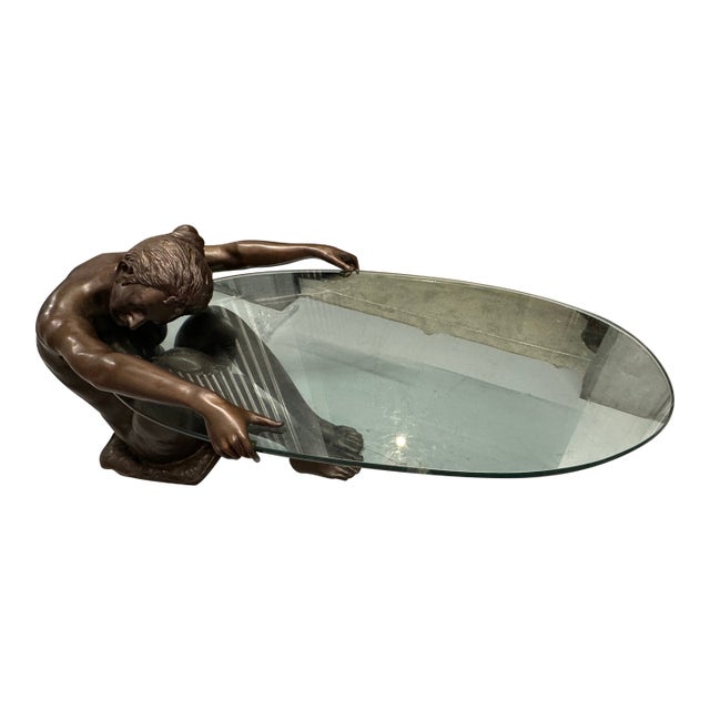 1960s Female Life Sized Bronze Sculptural Coffee Table For Sale