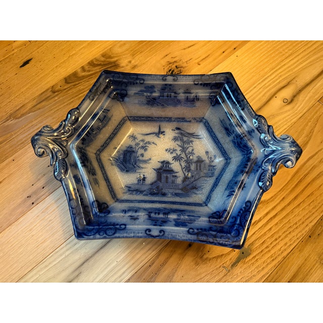 Antique Blue and White Pottery Server J. Clementson 19th Century English Ironstone Transferware For Sale - Image 18 of 18
