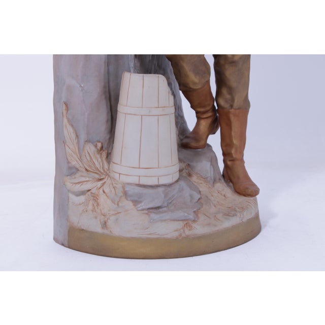 Gray Royal Dux Bohemian Peasant Boy Pottery Figure Statue For Sale - Image 8 of 15