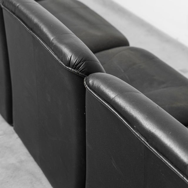 Modular Four-Seater Sofa in Black Eco-Leather, 1970s, Set of 4 For Sale - Image 10 of 15