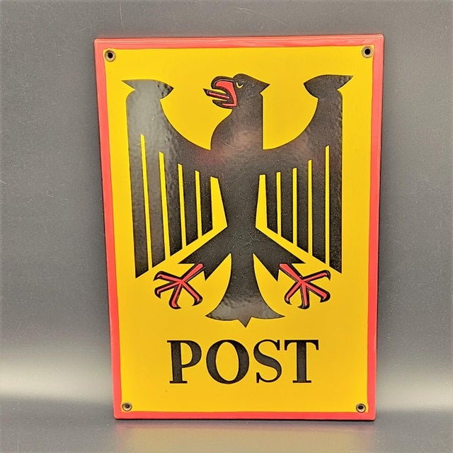 Mid-Century Modern Enamelled Post Advertising Sign, 1950s-1960s For Sale - Image 3 of 4