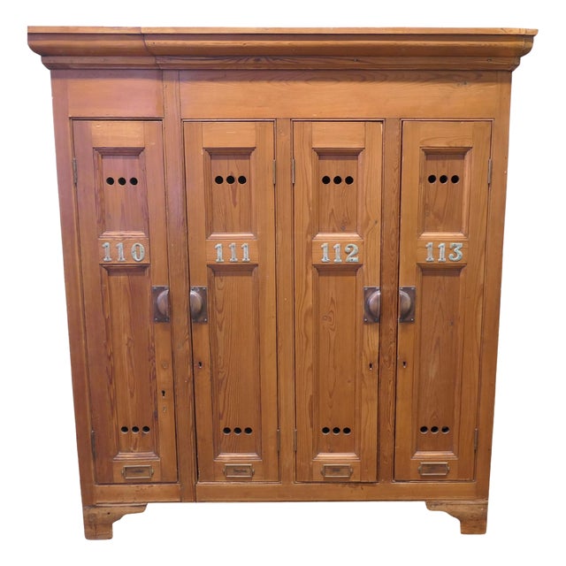 Golden Pine Sports Locker Golf Equipment Cabinet, 1900 For Sale