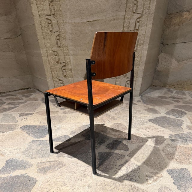 Black Model 4033 Minimalist Stacking Industrial School Chairs Branko Uršič Stol Kamnik For Sale - Image 8 of 16