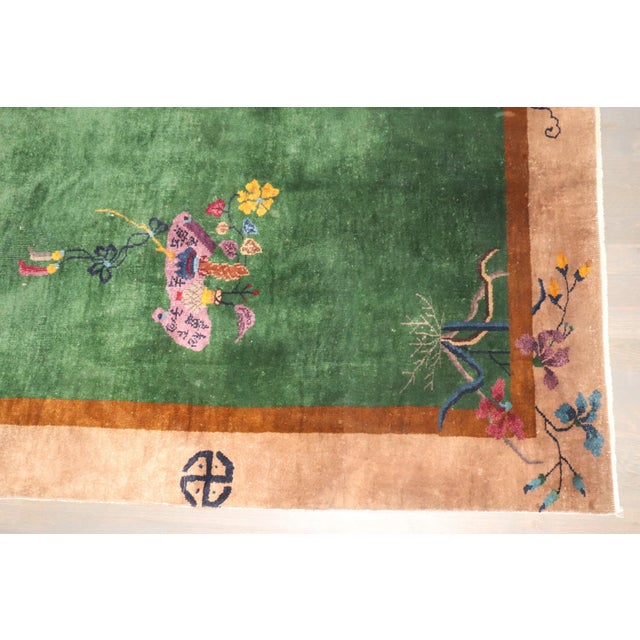Art Deco Green Art Deco Chinese Accent Rug no. 31626 For Sale - Image 3 of 4