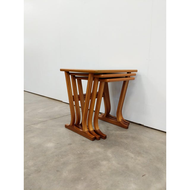 Brown Set of Vintage Mid Century Modern Teak Nesting Tables by Parker Knoll For Sale - Image 8 of 10
