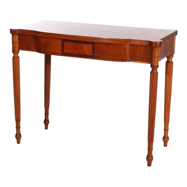 Antique Sheraton Mahogany Banded & Inlaid Turret Top Card Table C1830 For Sale