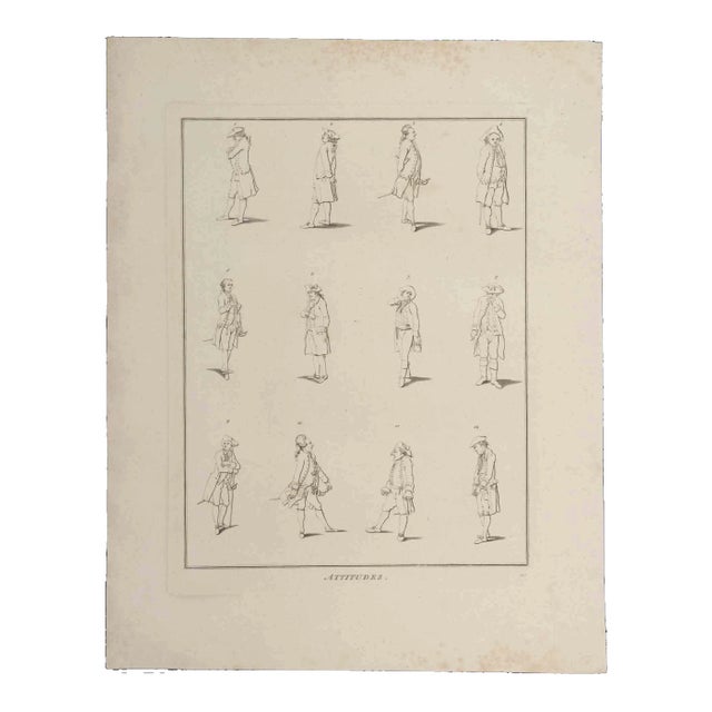 Thomas Holloway, Attitudes, Original Etching, 1810 For Sale