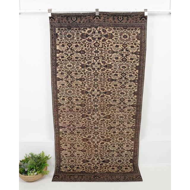 1970s Vintage Turkish Oushak Handmade Wool Cotton Brown Area Rug For Sale - Image 11 of 11