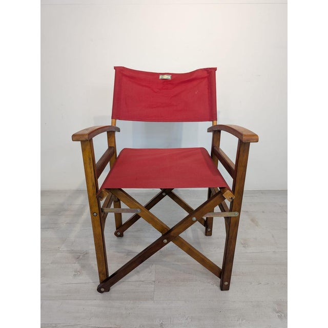 Vintage Wooden Directors Chair in Fabric For Sale - Image 3 of 12