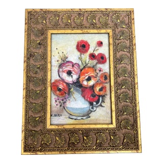 1970’s Original Impressionist Bouquet of Flowers Still Life Small Painting For Sale