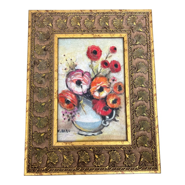 1970’s Original Impressionist Bouquet of Flowers Still Life Small Painting For Sale