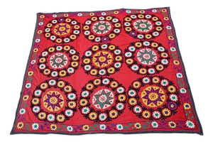 Vintage Hand-Embroidered Suzani Wall Hanging, 1920s