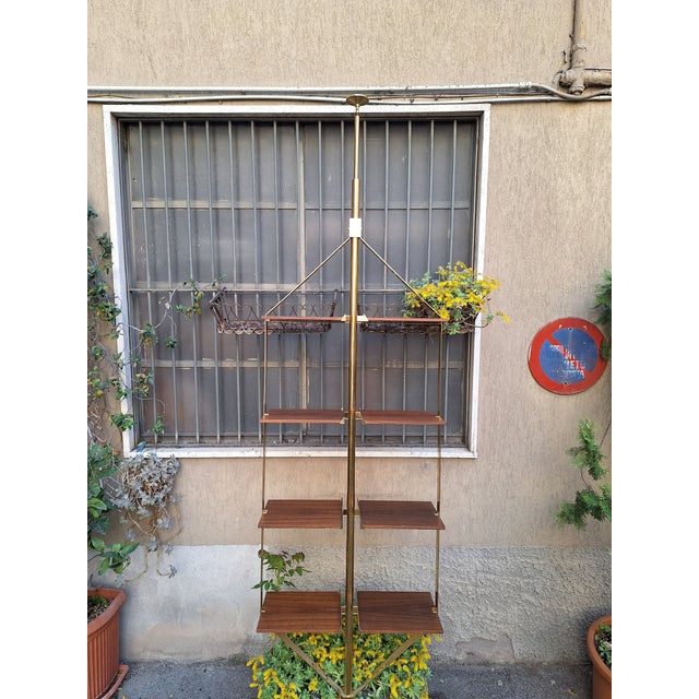 1990s Floor-to-Ceiling Bookcase in Brass and Wood from Fedele Papagni For Sale - Image 5 of 17