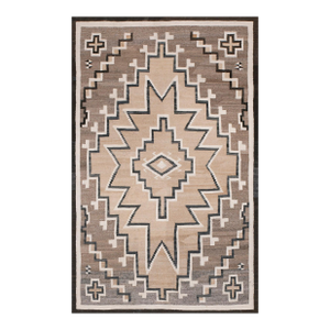 1930s Gray Geometric Tribal Antique American Navajo Rug 3' 8" X 5' 8" Flatweave Wool Carpet
